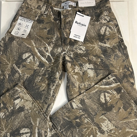 Refrain Denim - Women's Camouflage Wide Leg Jeans